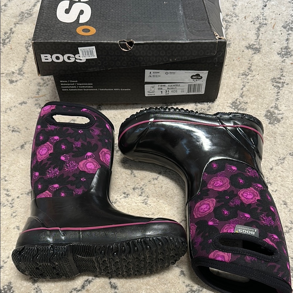 Bogs Black and Pink Rain and Snow Boots